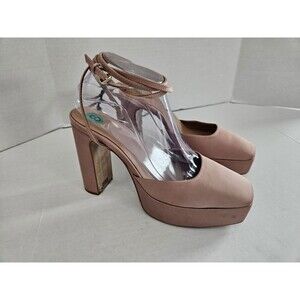 Zara Strappy Satin Chunky Platform Heels NEW Beige US Size 8 EU Size 39